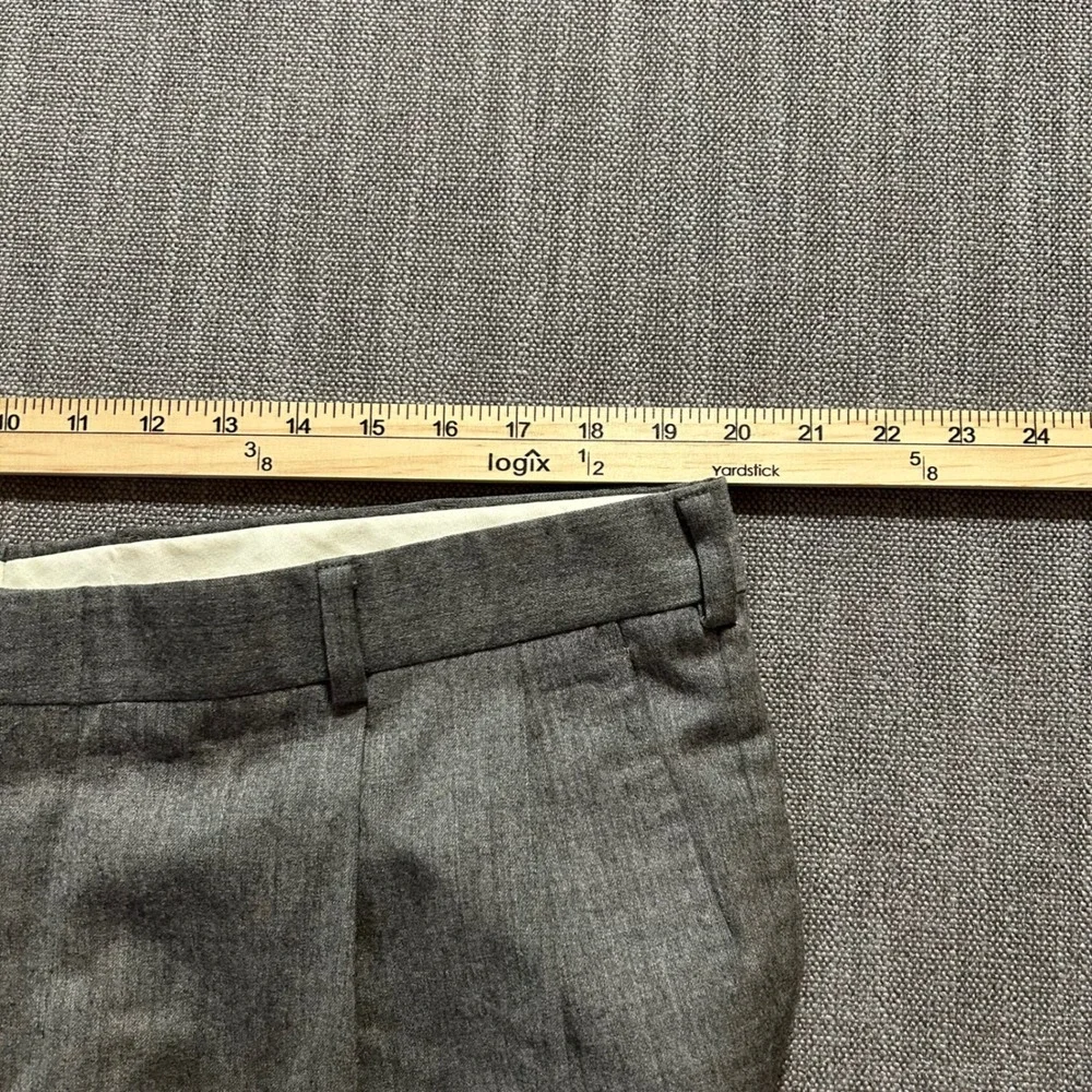 Brooks 346 Dress Pants Mens 40x31 Grey Pleated Cuffed 100% Worsted Wool Slacks